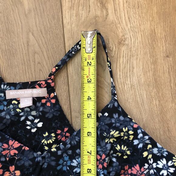 Banana Republic Dress Womens 6 Black Floral Print Sleeveless A Line Short Whimsy - Picture 5 of 9